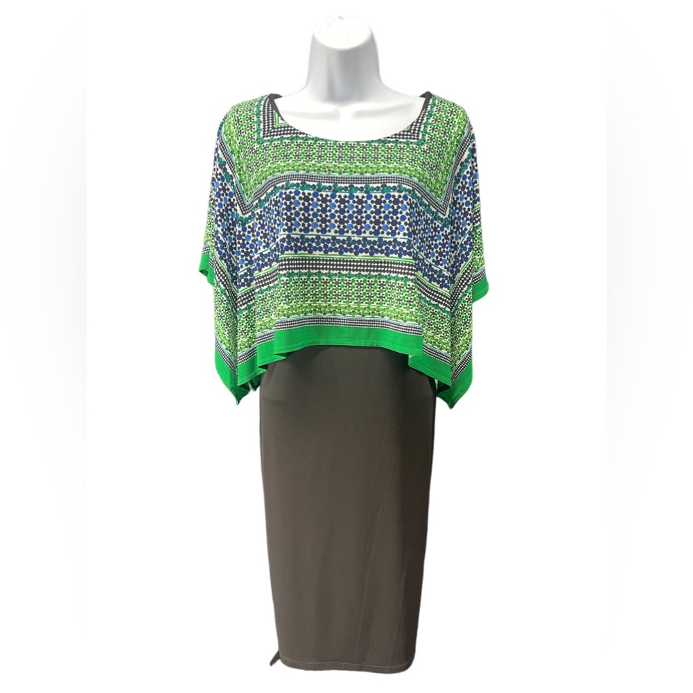 New CALVIN KLEIN Size Small Popover-Cape Sheath Dress Scoop Neck Multi